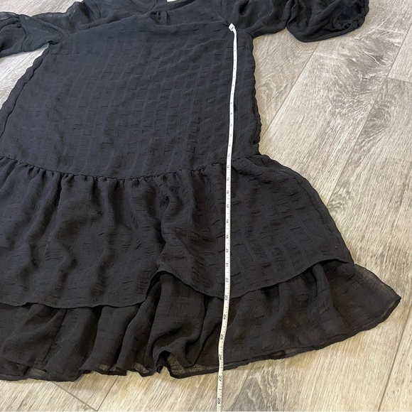 InWear Copenhagen Black Sheer Tiered Babydoll Dress, Balloon Sleeves, Size 4 - Picture 16 of 16